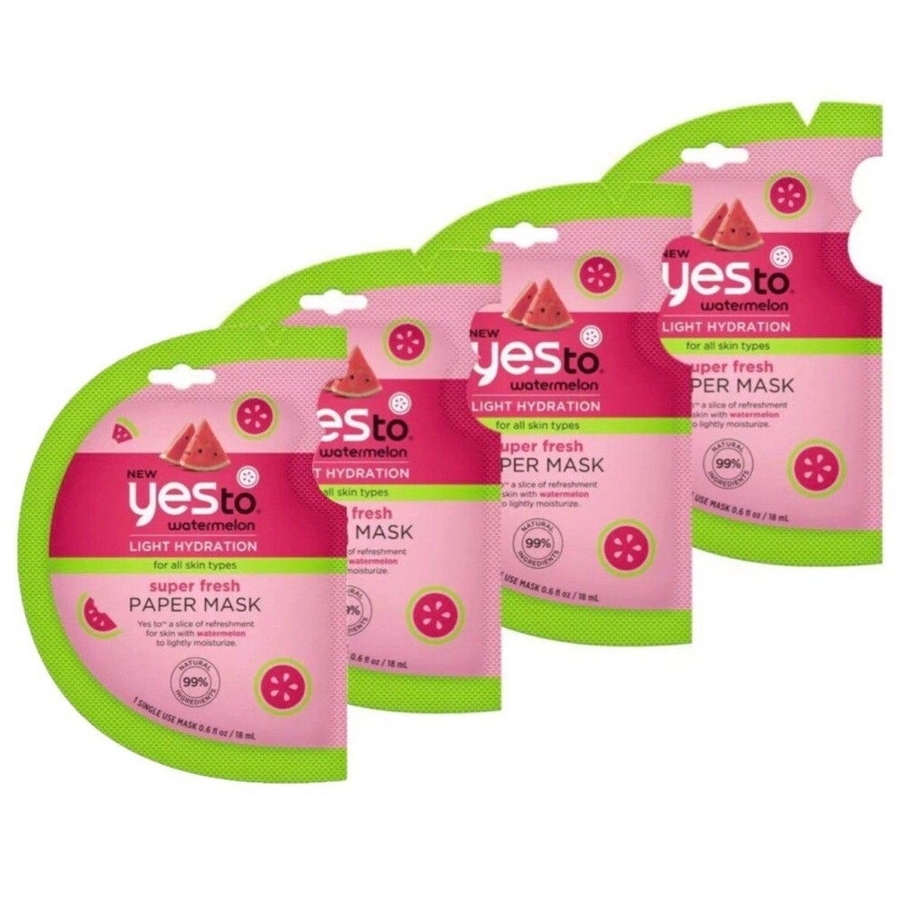 Set of 4 Yes To Watermelon Super Fresh Paper Mask Set - Light Hydration